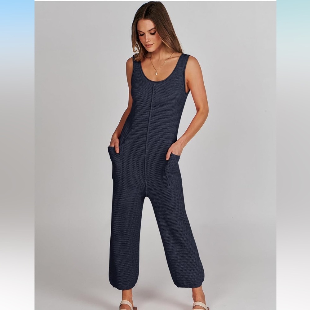 Amazon Deep Blue Sleeveless Jumpsuit
